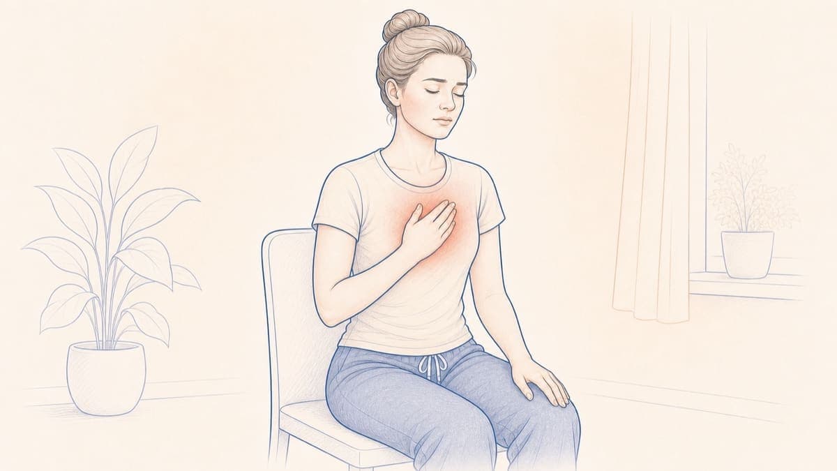 Illustration: Person atmet in einem angespannten Moment flach