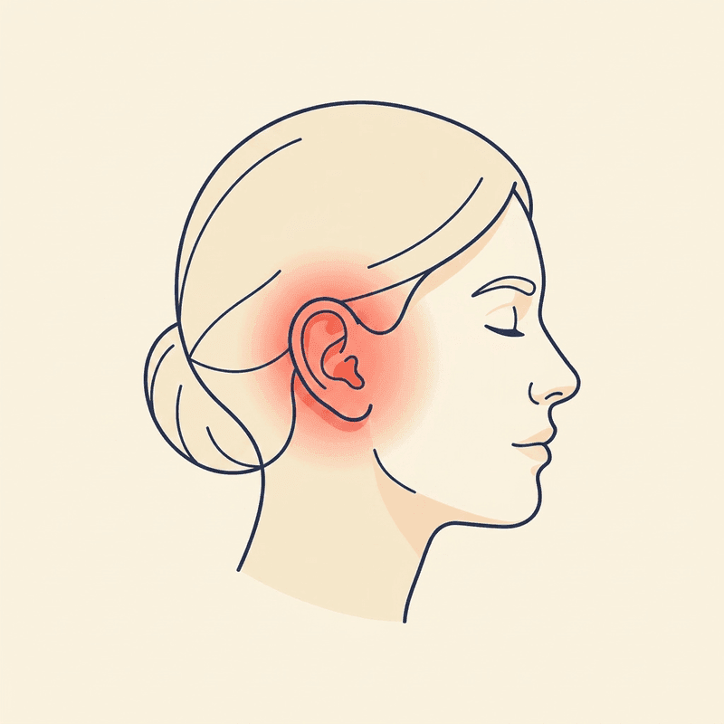 Anatomie-Illustration: Ohrbereich hervorgehoben